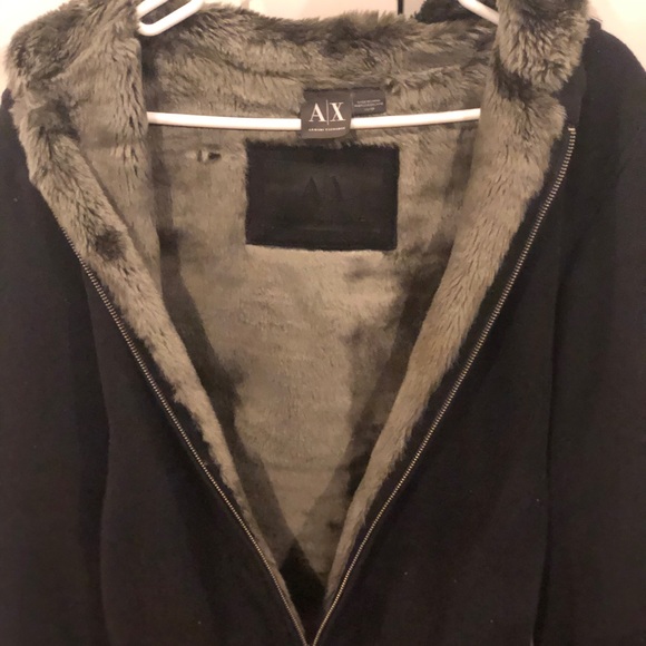 Armani Exchange black fur lined Men’s Jacket - Picture 2 of 5
